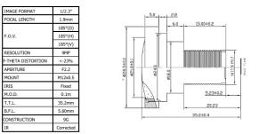 China Megapixel Wide angle lens CCL123019MPF 1/2.3&quot; 1.9mm Megapixel lens to match IMX117CQ,MN34120PA factory
