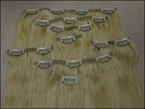 China Straight Silver Real Hair Clip In Hair Extensions 100 g/pack 100% Human European hair factory