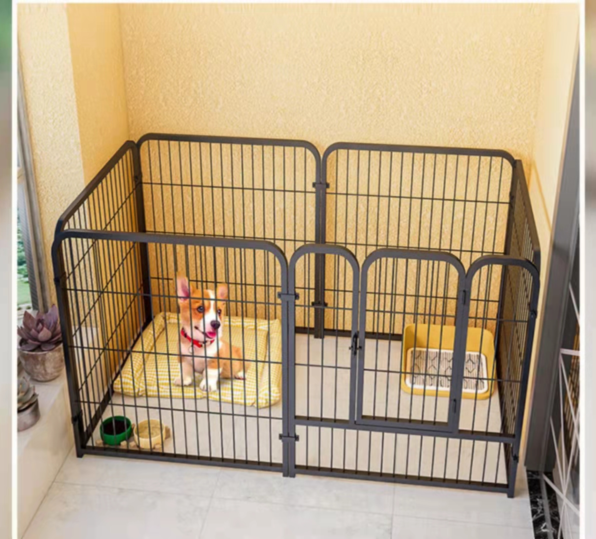 Portable Metal Folding Dog Kennels and Run Fence Panels Perfect for Outdoor Furniture