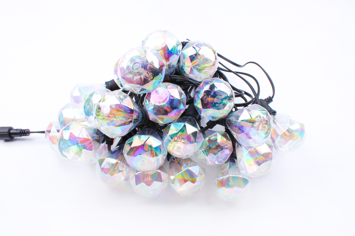 Solar Panel Powered Christmas Holiday Decoration LED Light String Shatterproof Waterproof E12 Sockets Diamond Shaped Festoon