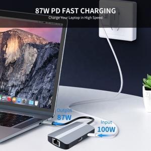 6 In 1 USB A Hub 4K HDMI USB3.0 RJ45 1000Mbps PD Charging Adapter