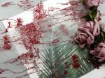 Tulle Mesh Red Embroidered Lace Fabric For Girl Dress