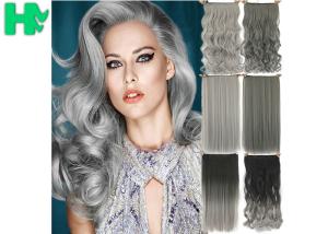 China High Light Synthetic Fibre Hair Extensions , Thick Ends Clip In Hair Extension Long Curly Weave factory