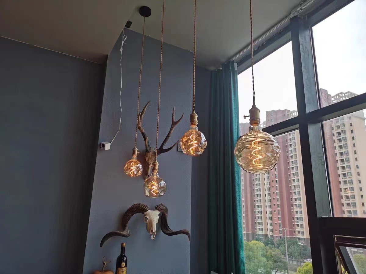 Bulb Pendant Lamp Simple Colorful Glass Lamp Holder Hanging Lamp