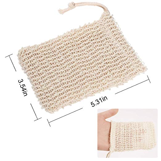Pretty Arts Flexible Mesh Drawstring Bags , Natural Sisal Soap Saver Bag For Foaming