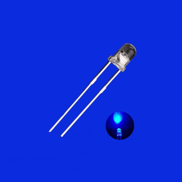 3mm LED 460nm - 470nm Blue Color 1000mcd - 1500mcd Clear Lens Round Head With