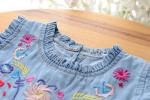 2016 Fashion Girl Kid's Sleeveless Skirt Floral Blue Jeans Q218