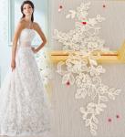Cord Lace Applique Ivory Color Embroidery Flower for Wedding Dress