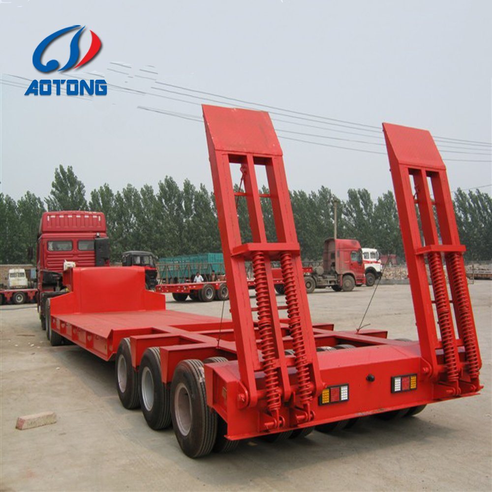 Semi-Trailer 150ton Heavy Duty 4 Line 8 Axle Low Bed Trailer with 32 Tyres and Gooseneck