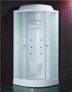 China Modern Tempered Acid Glass White Sliding Door Shower Room Sector Tray factory
