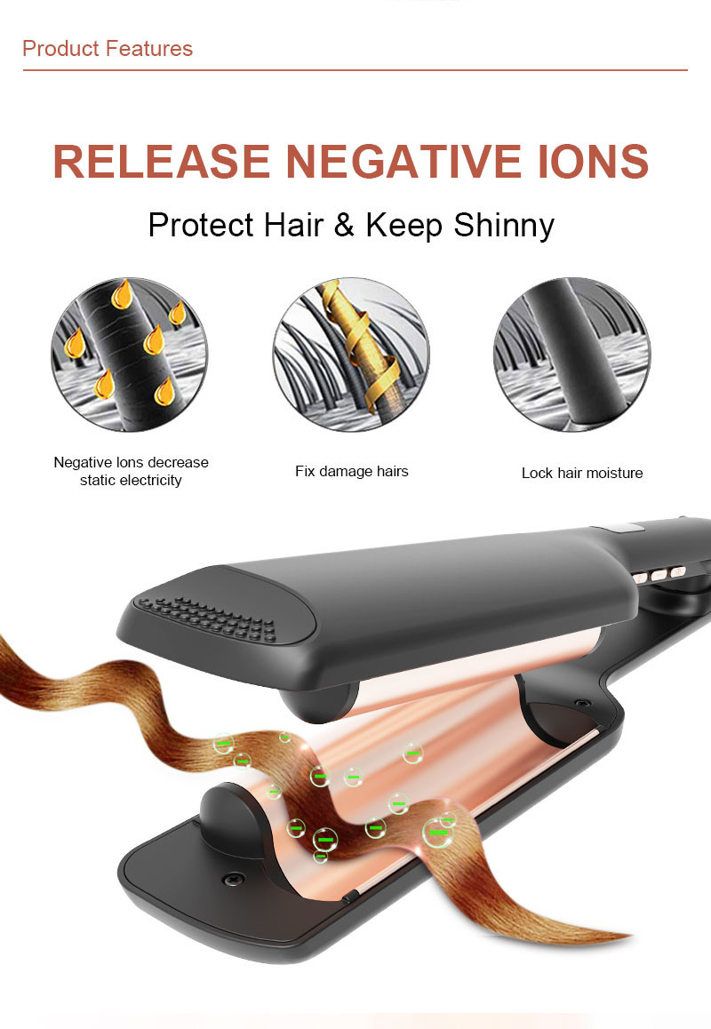 PTC electric Two Barrel Curling Wand , Ceramic 2 Barrel Hair Curler