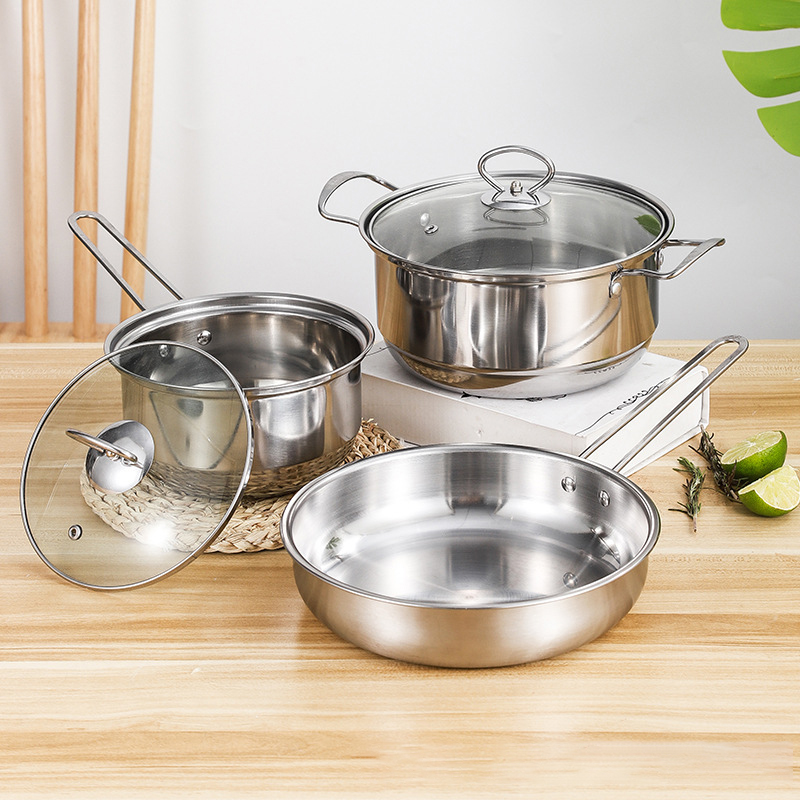 Hot Selling Cookware Set 5 PCS Stainless Steel Cookware Cook Pot Cooking Pot Set With SS Handle