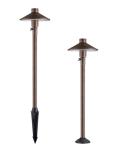 12 Volt LED Garden Spike Lights G4 Tempered Glass Antique Brass Spike Or Surface
