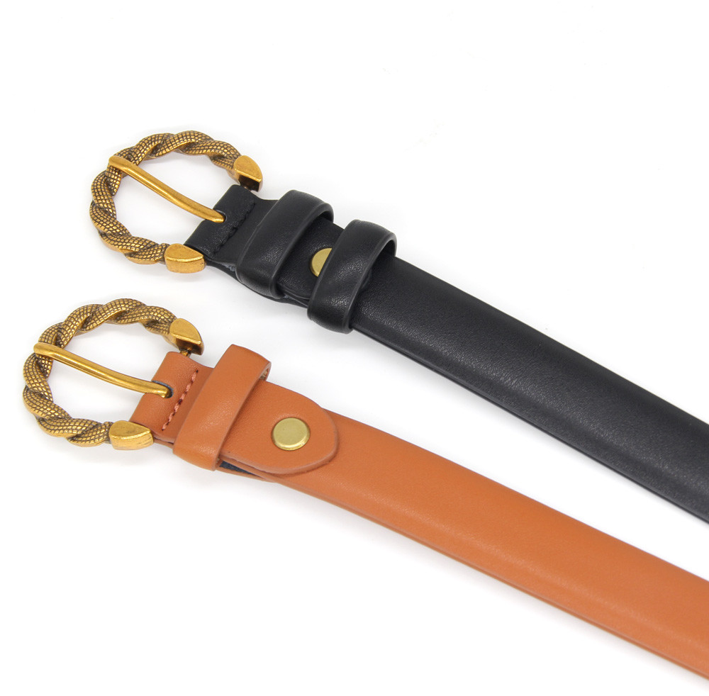 Snake Buckle Ladies Split Leather Belt For Pants Dresses Shorts