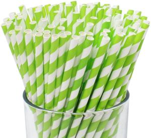 China Multi Colored Holiday Celebrations Green Striped Paper Straws Biodegradable factory