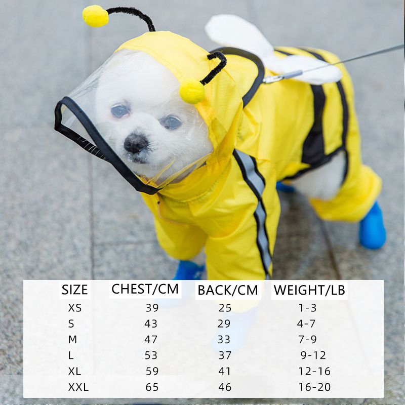 3D Tailoring High Elasticity dog raincoat with hood Thickened Customized Logo