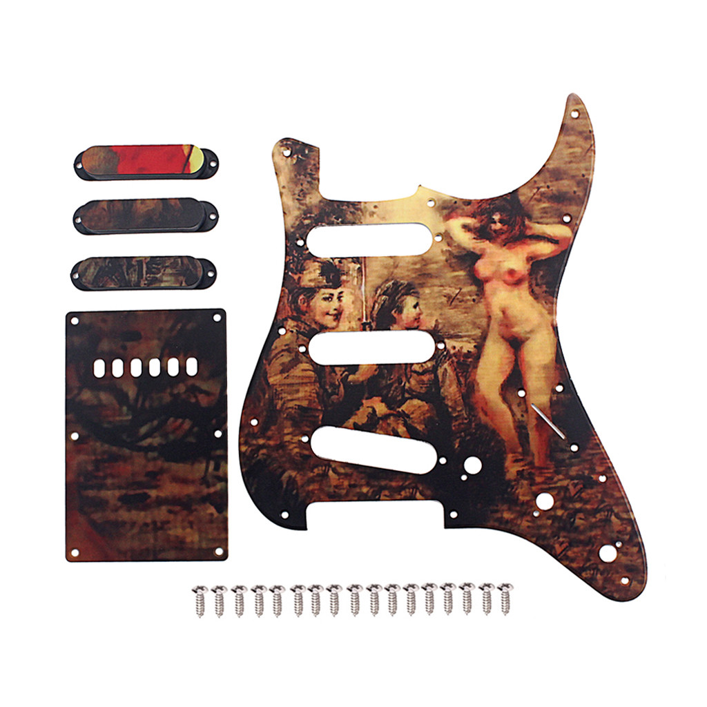 Lady Pattern 3-Ply Standard SSS Electric Guitar Pickguard Set With Screw Back Plate Scratch Plate ST Electric Guitars