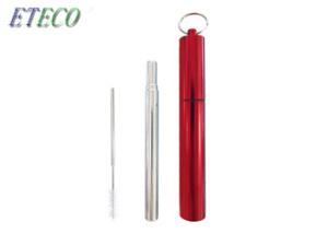 China Collapsible Telescopic Stainless Steel Straws Metal Capsule Shell Silicone Tips factory