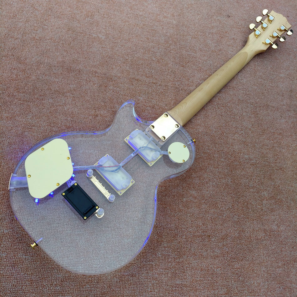 High quality Standard LP acrylic electric guitar, rosewood Fingerboard LED light LP 1959 R9 electric guitar, free shippi