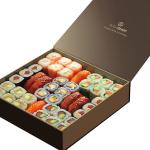 Custom Disposable Black Design Paper Foldable Magnetic Sushi Take Out Box Food
