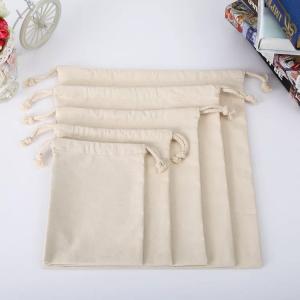 China Colorful Natural Cotton Canvas Drawstring Bag With Long Hardness Rope factory