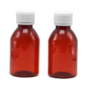 China Customized Logo Pharmaceutical Grade 100ml PET Cough Syrup Bottle with Screw Cap factory