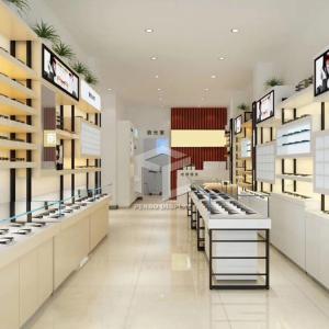 China ODM Sunglass Display Case Wall Cabinet With 8mm Thick Solid Wood factory