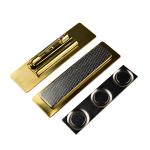 Custom Business ID Emblem Metal Lapel Pin Gold Name Tag Badge With Magnet Holder