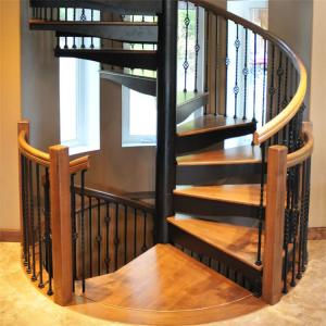 China OEM ODM Wooden Spiral Stair , Indoor Wood Staircase Railing factory