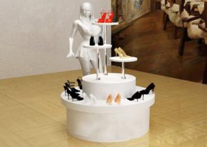 China White Round Shape Shop Display Shelving White Color For Shoes Bags factory