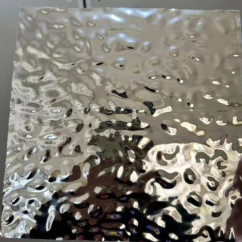 Designer’s Choice Silver Mirror Water Ripple Stainless Steel Sheet for Interior Decorator