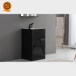 Black Pedestal Solid Surface Wash Basin