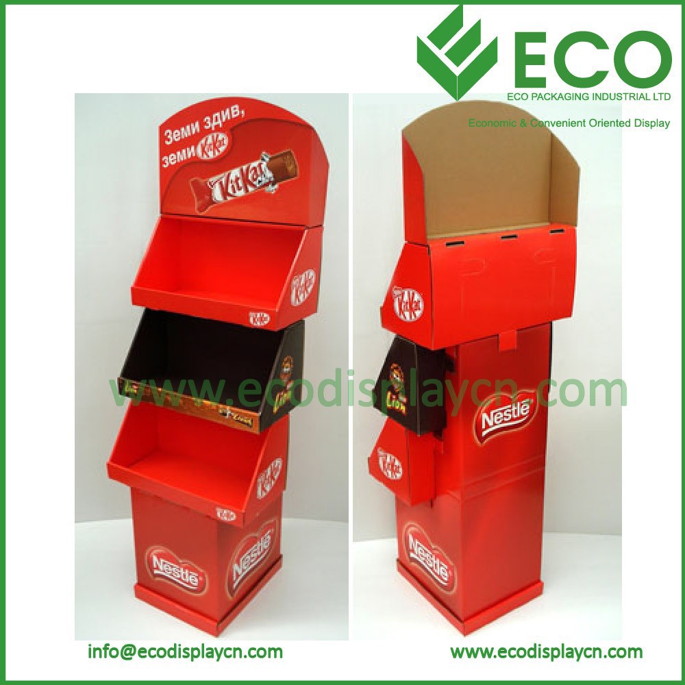 Heavy-Duty Folding Cardboard Floor Display With Separate Counter Display For Chocolate