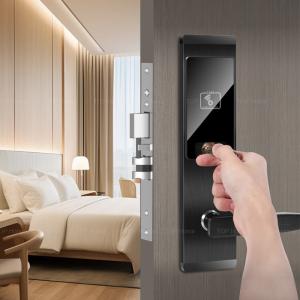 China Hotel Magnetic Card Induction Lock Mechanical Key Wooden Smart Door Lock OEM System factory