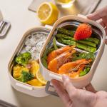 Food-Grade PP Plastic And Stainless Steel Bento Box Stackable Leak-Proof Double