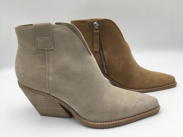 brown cow suede leather Womens Dress Boots with metal zipper，pointed toe abs