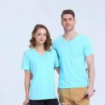V neck Customized logo printed T-shirt 200g 100% combed cotton