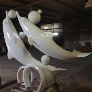 China Ocean Park Outdoor Fiberglass Dolphin Statue Polished 100cm Painted factory