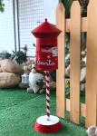 Outdoor Christmas Metal Yard Art Modern Metal Santa Post Box Standing