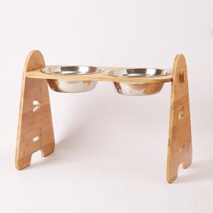 China Wooden Pet Feeder Bowls Elevated Cat Dishes With Single Double Bowls factory