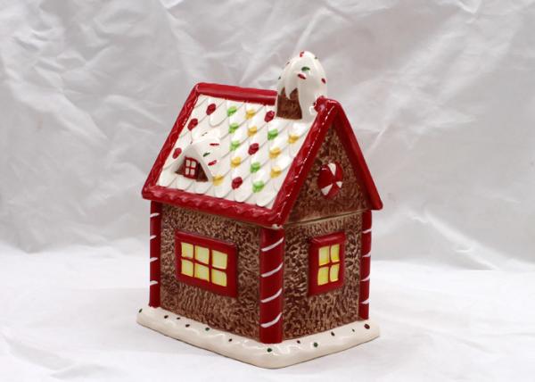 Cubby Design Ceramic Cookie Jar Dolomite Red Christmas Decoration Food Jar With