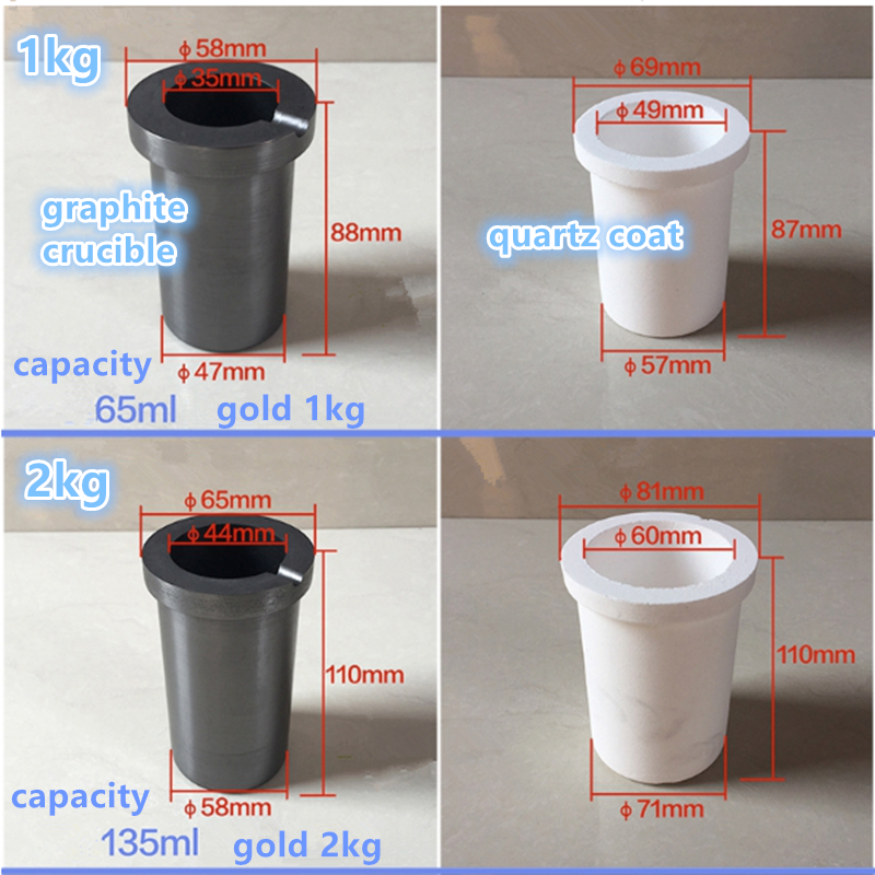 High Pure Graphite Materials 1kg 2kg 3kg 4kg 5kg Quartz Crucible for Gold Silver Melting