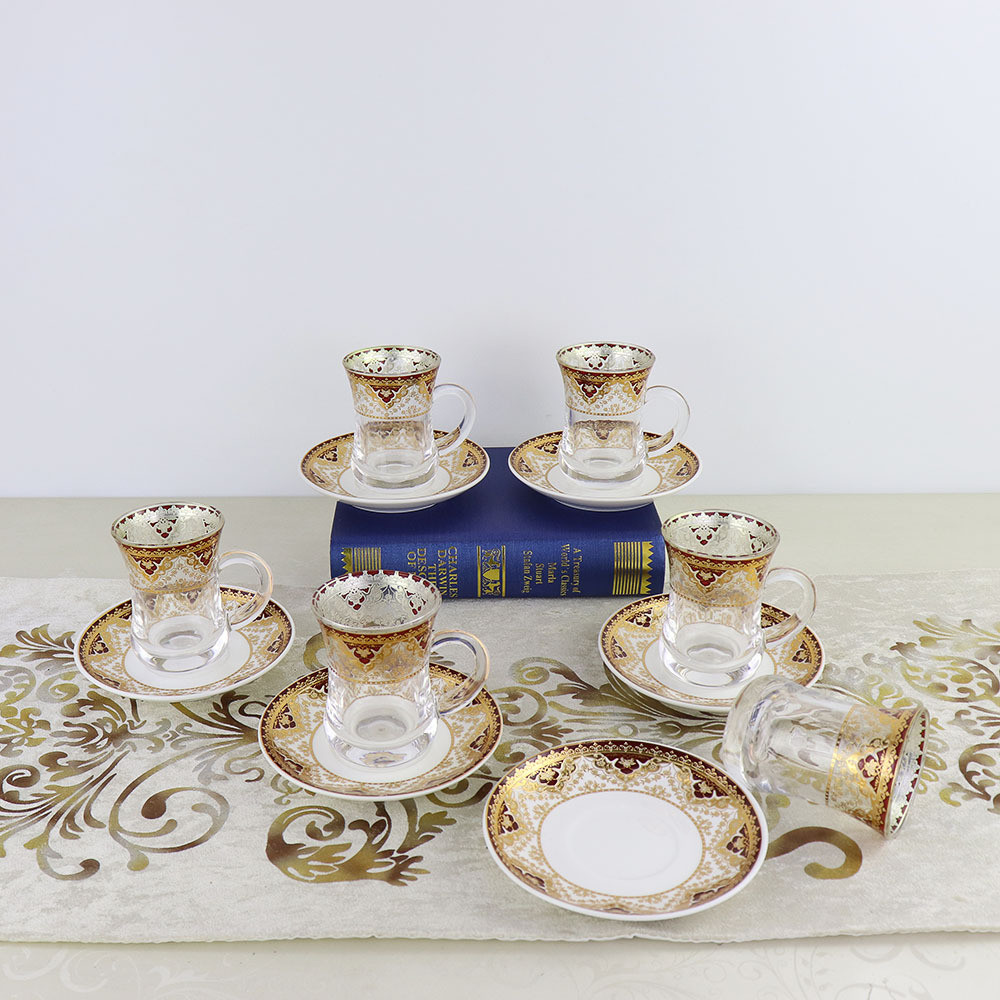OEM 100ml Glass Cup And Saucer Retro Tree Glass Teacup