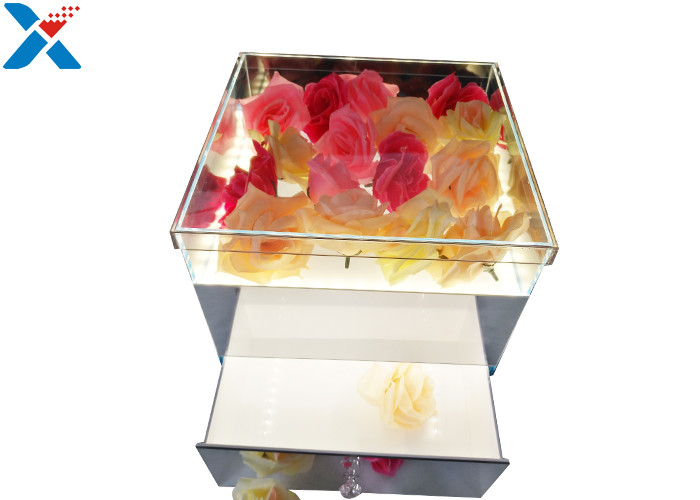 Mirror Acrylic LED Box With Drawer , Flowers Packing Mirror Flower Box