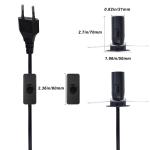 Black E12 Light Bulb Holder Socket Electric Cable EU 2 Pin Salt Lamp Power Cord