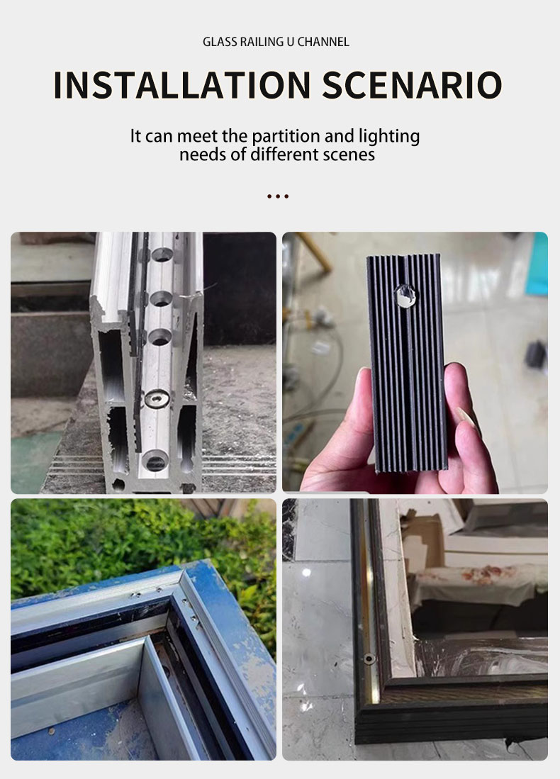Coated Alloy Aluminum Glass Balustrade U Channel Railing System for FOB Port Ningbo