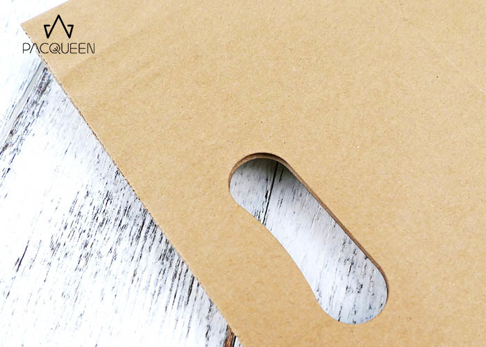 Reusable Takeaway Paper Bags Punched Handle White / Brown Kraft Paper