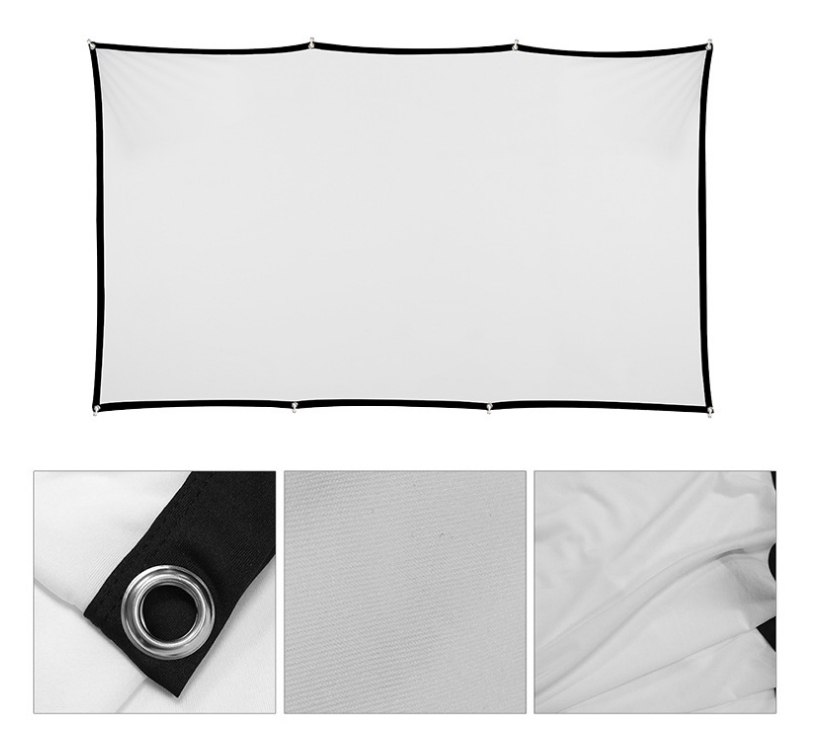 Foldable projector screen in use showing smooth surface
