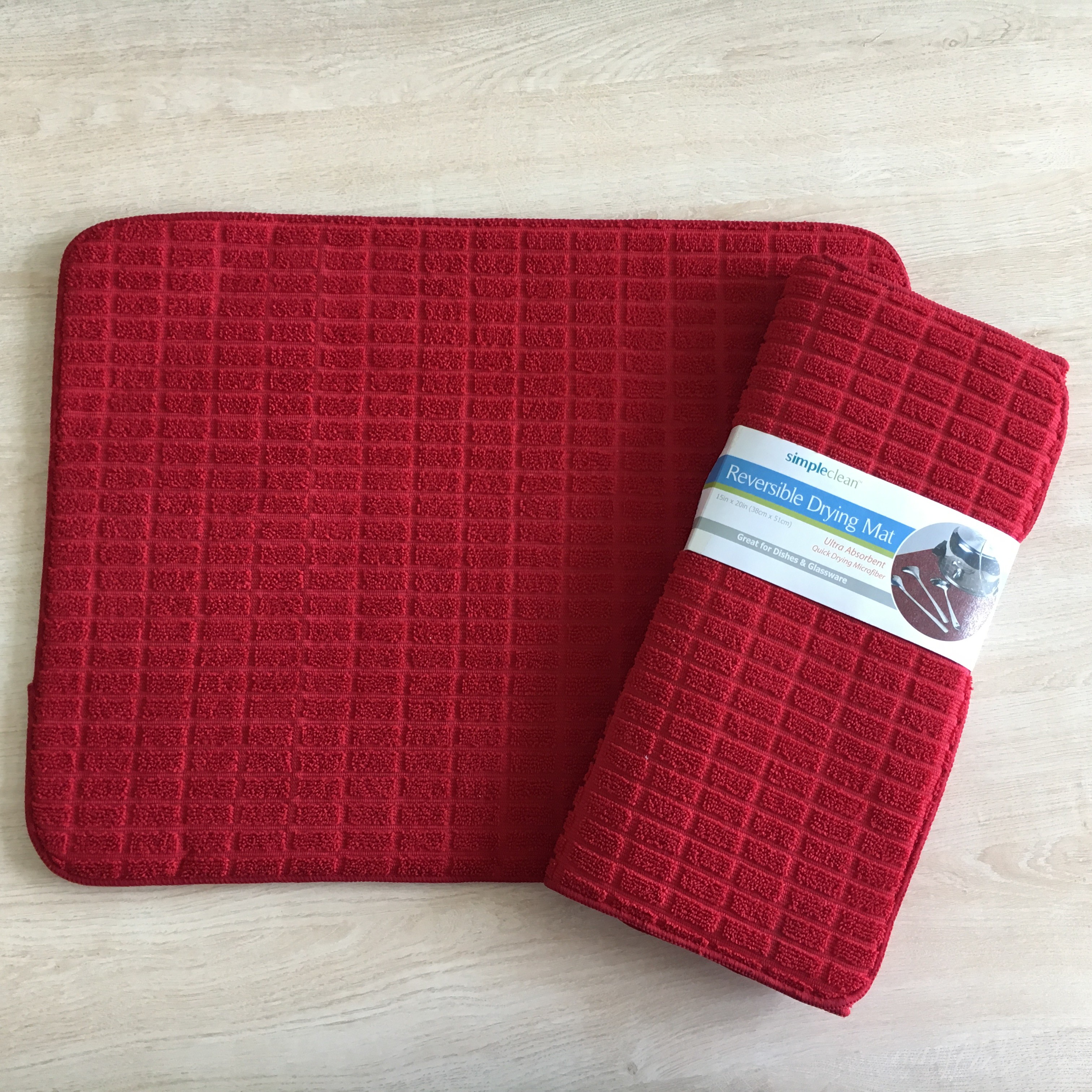 Sinlge packed 1pc Microfiber printeted water absorb dish mat kitchen water pad with grid patten