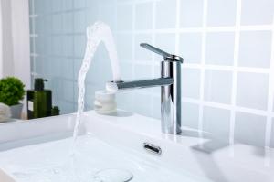 China Polish Chrome Single Hole Bathroom Faucet With Pop Up Drain factory